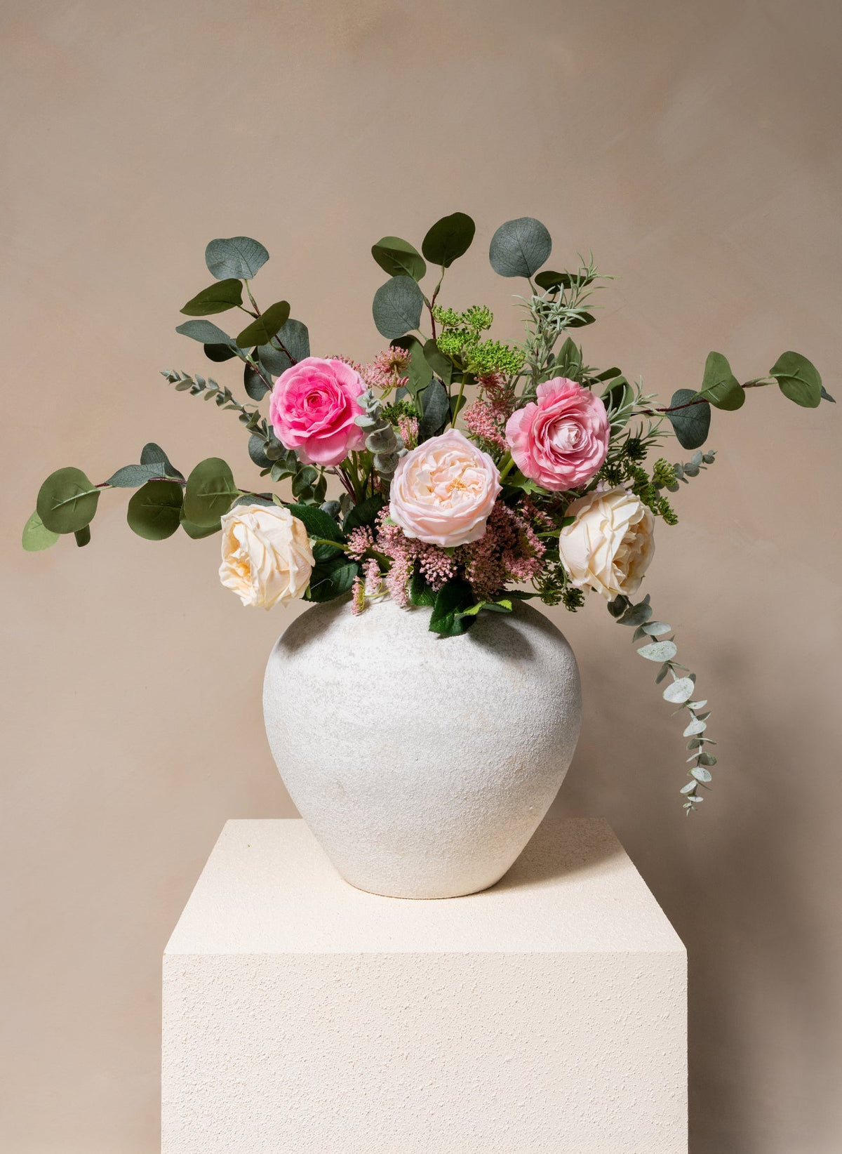 Flora Artificial Rose Bouquet - Pink & Cream, 14 Stems - view 11