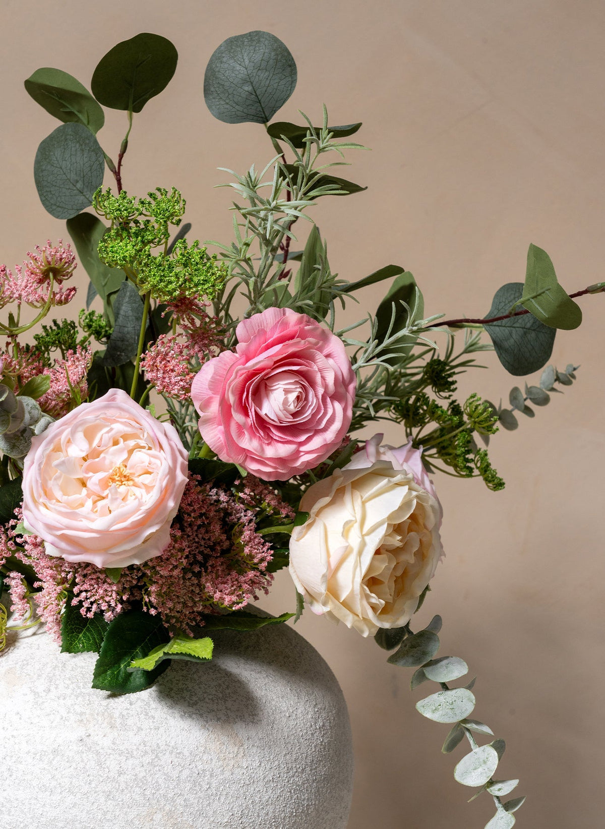 Flora Artificial Rose Bouquet - Pink & Cream, 14 Stems - view 6