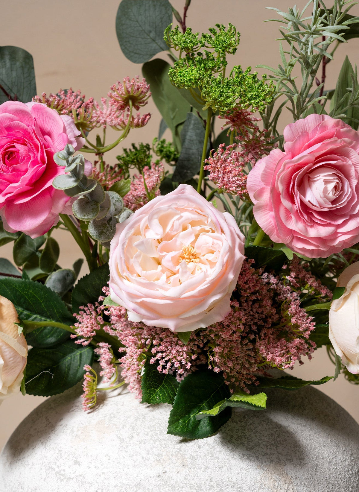 Flora Artificial Rose Bouquet - Pink & Cream, 14 Stems - view 3