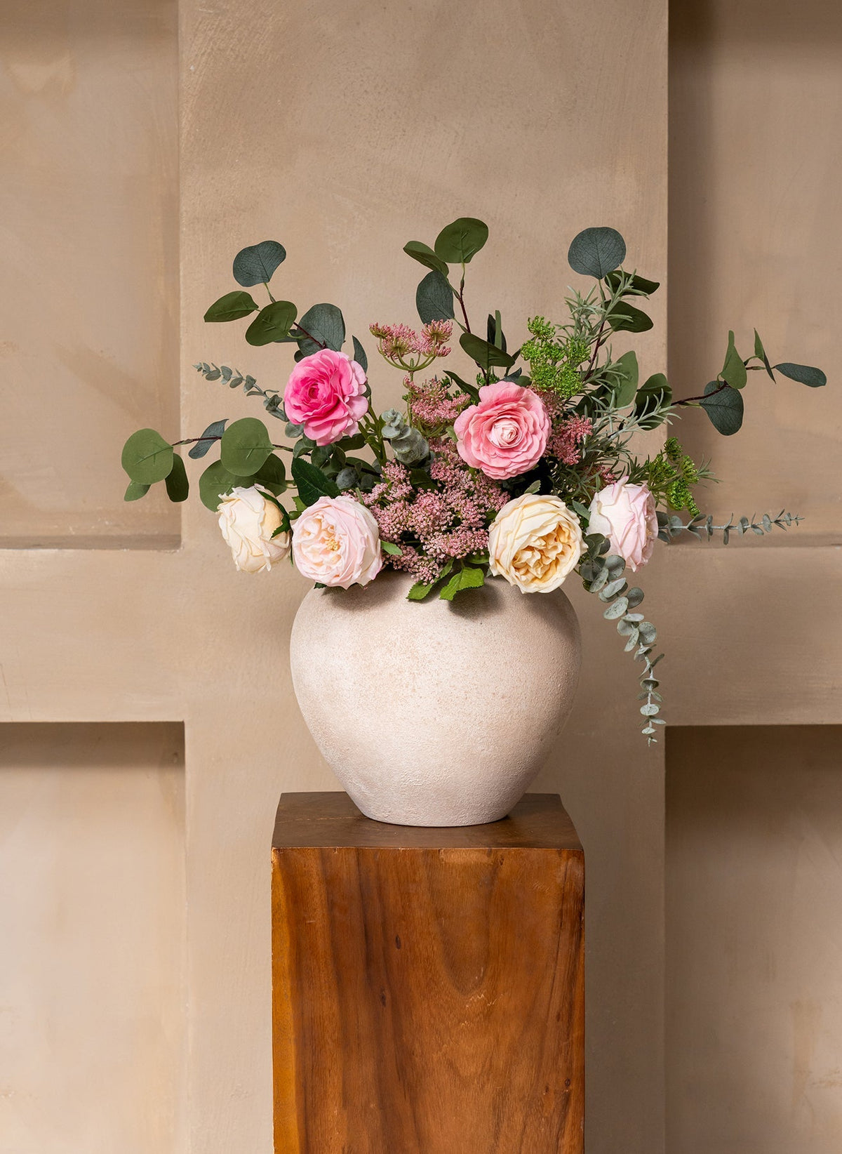 Flora Artificial Rose Bouquet - Pink & Cream, 14 Stems - view 4