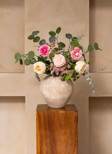 Flora Artificial Rose Bouquet - Pink & Cream, 14 Stems - view 10