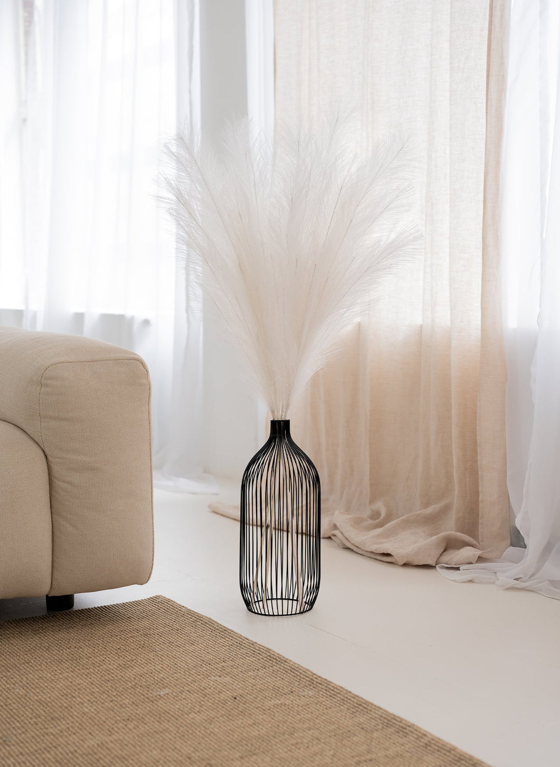 Artificial Pampas Grass Stems - White, 43.3 in - view 1