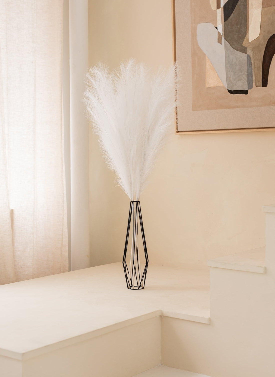 Artificial Pampas Grass Stems - White, 43.3 in - view 1