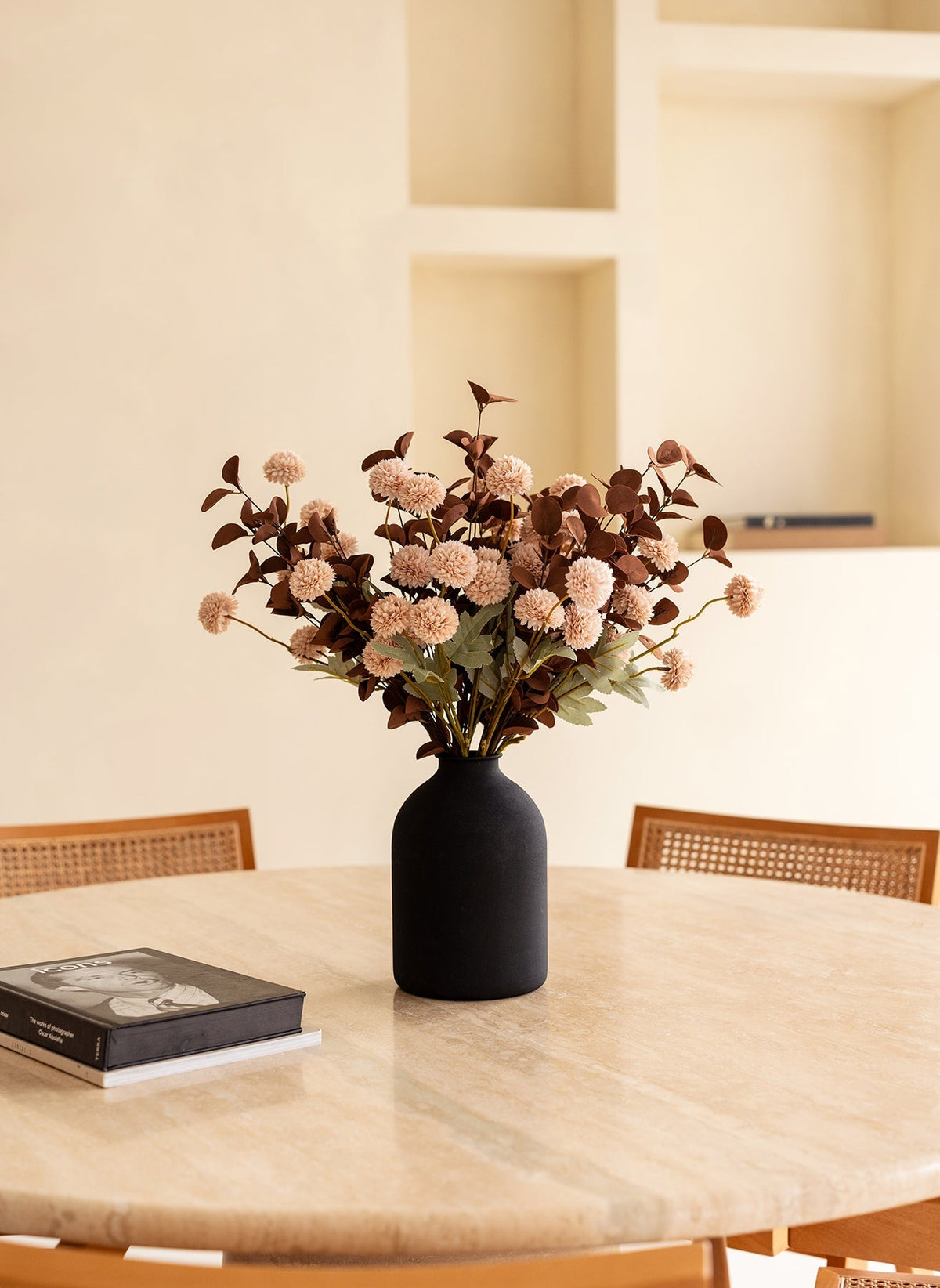 Cream Kiku & Eucalyptus Artificial Bouquet - 15 Stems - view 8