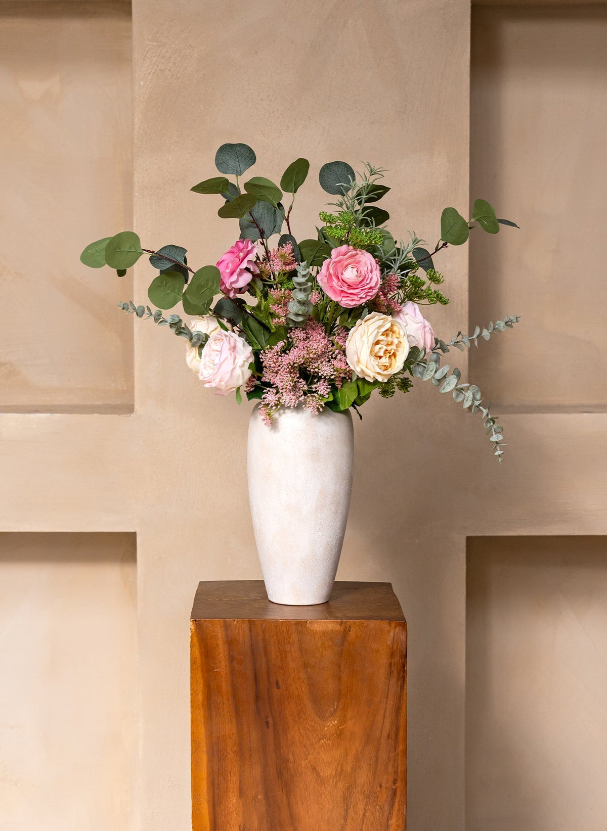 Flora Artificial Rose Bouquet - Pink & Cream, 14 Stems - view 14