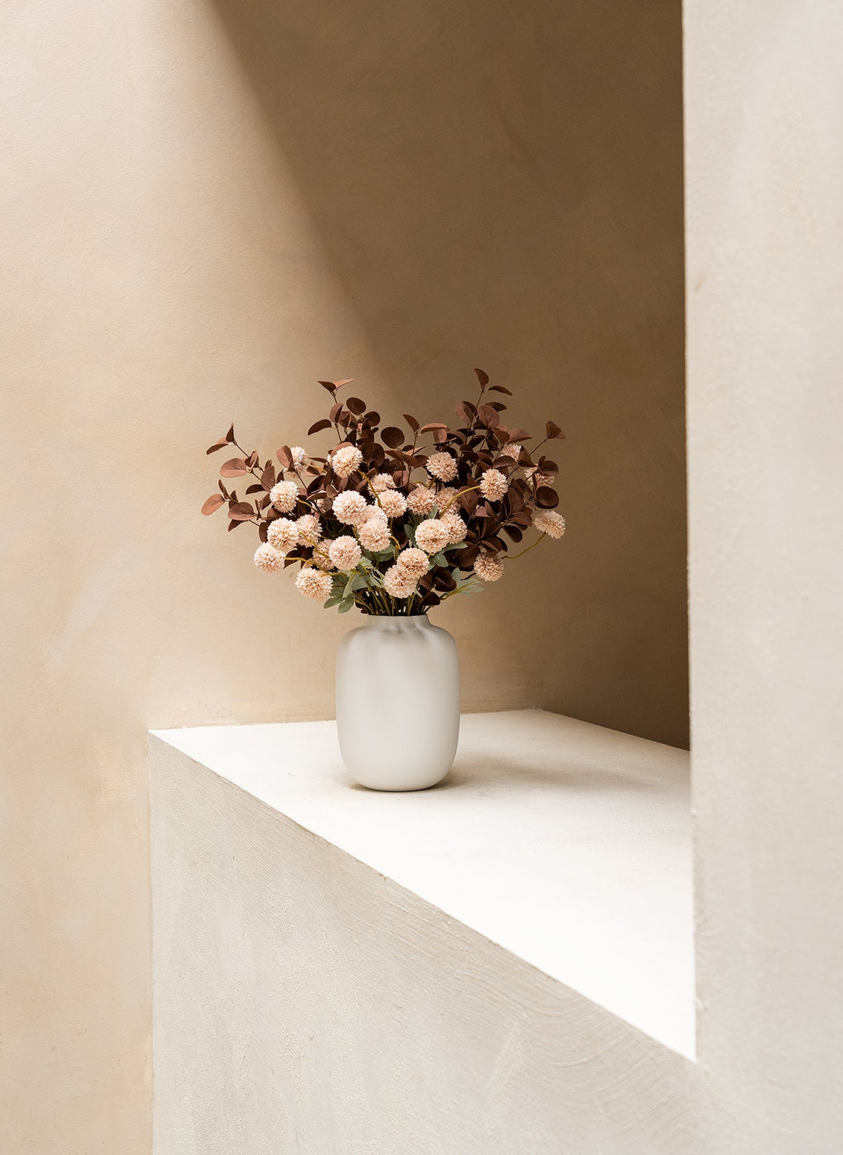 Cream Kiku & Eucalyptus Artificial Bouquet - 15 Stems - view 6