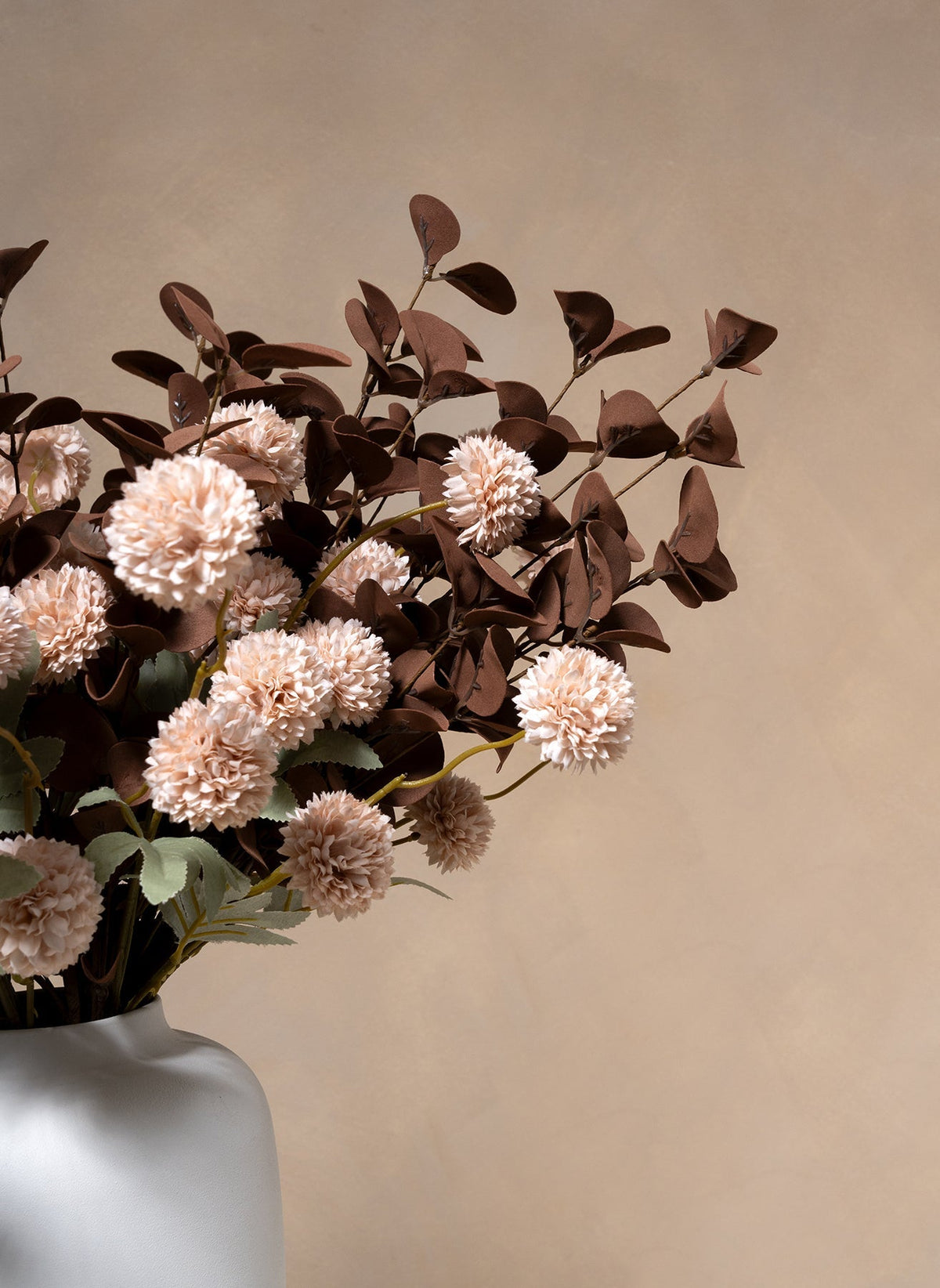 Cream Kiku & Eucalyptus Artificial Bouquet - 15 Stems - view 5