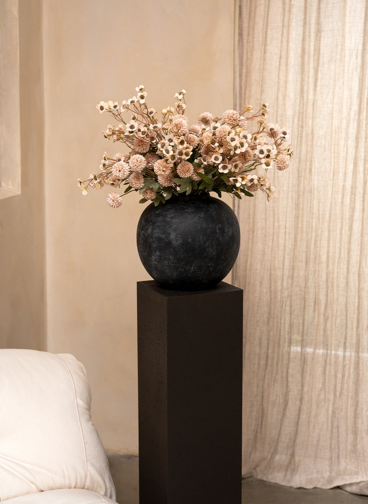 Cream Waxflower & Kiku Artificial Flower Arrangement - 20 Stems - view 7