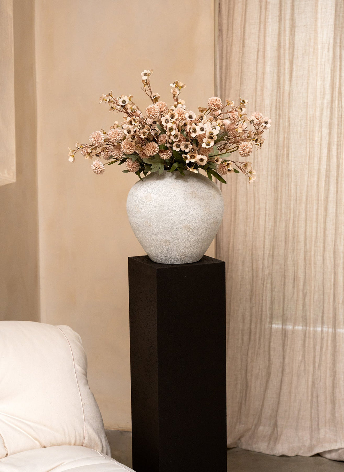 Cream Waxflower & Kiku Artificial Flower Arrangement - 20 Stems - view 5