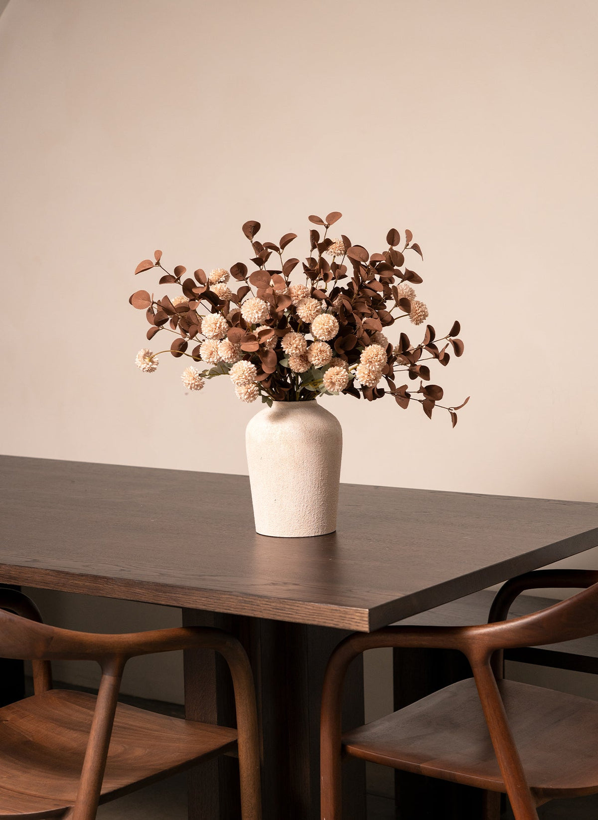 Cream Kiku & Eucalyptus Artificial Bouquet - 15 Stems - view 3