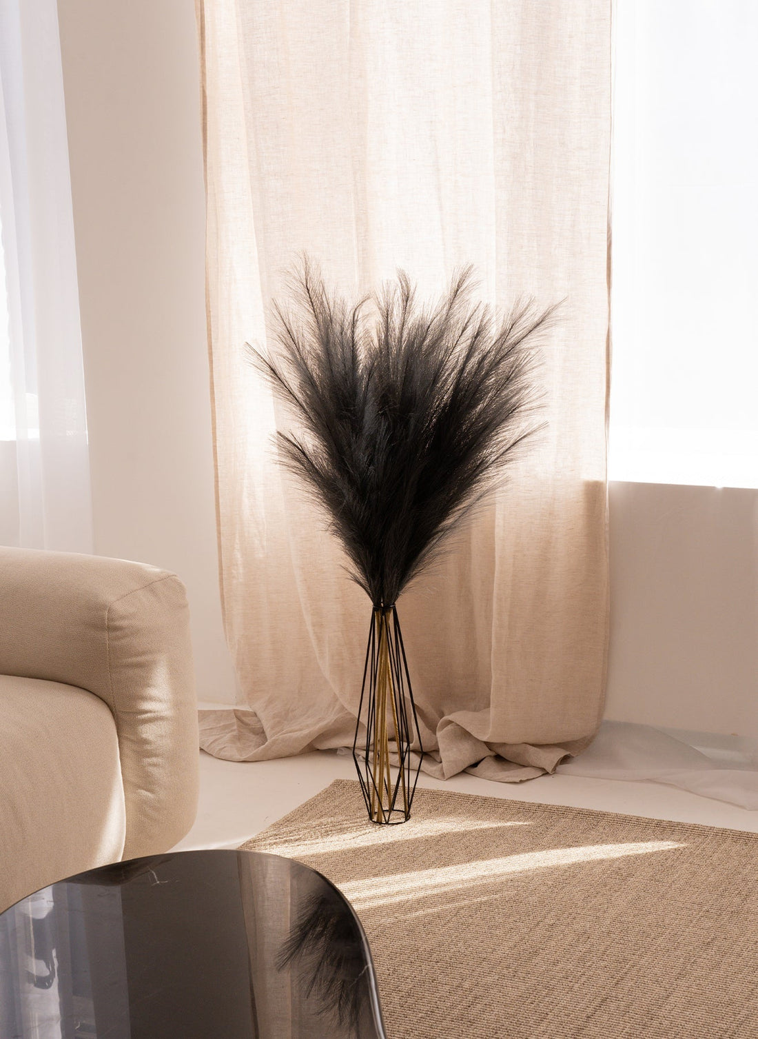 Artificial Pampas Grass Stems - Dark Gray, 43.3 in - view 1