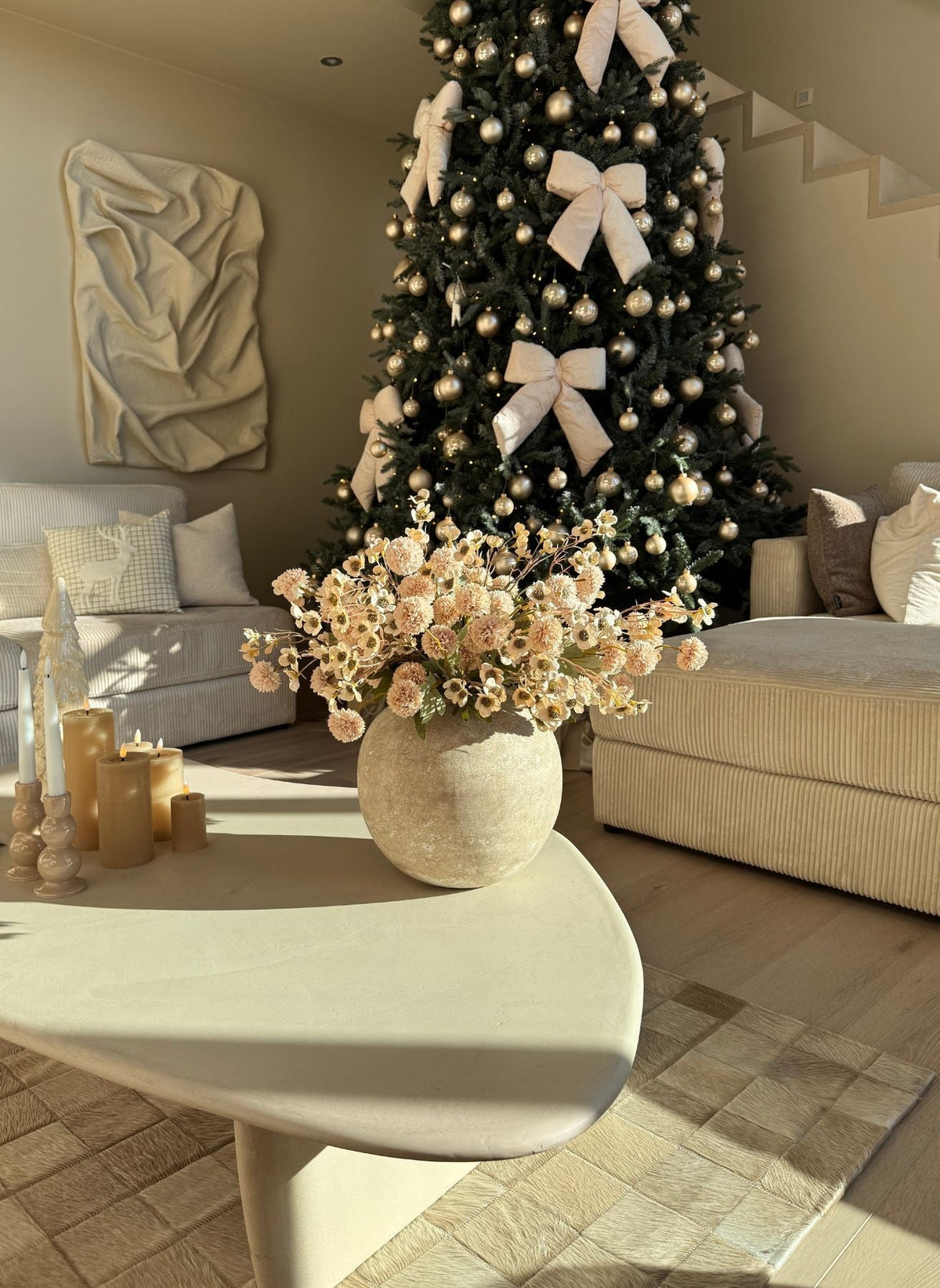 Cream Waxflower & Kiku Artificial Flower Arrangement - 20 Stems - view 4