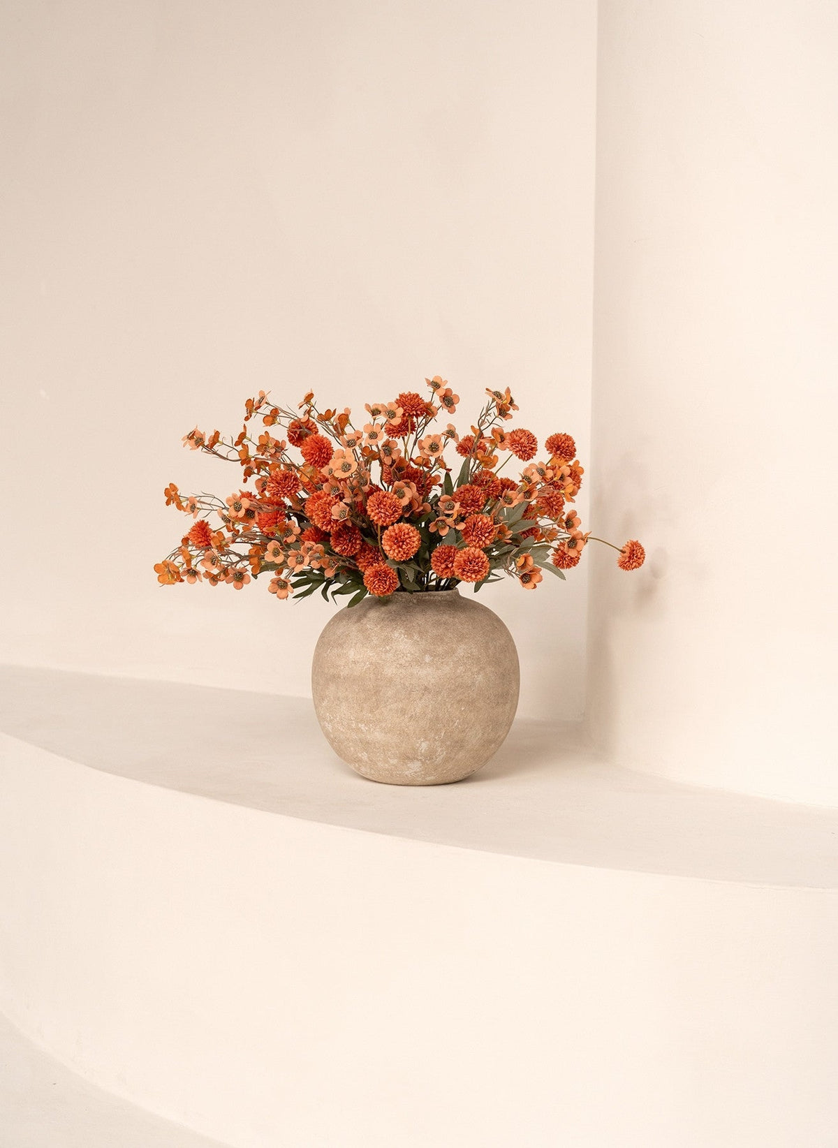 Terracotta Waxflower & Kiku Artificial Arrangement - 20 Stems - view 6