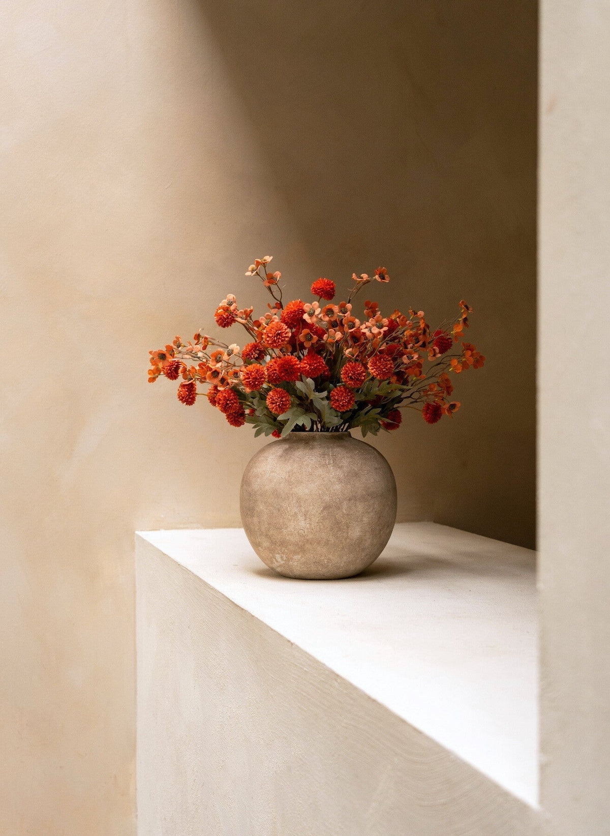 Terracotta Waxflower & Kiku Artificial Arrangement - 20 Stems - view 8